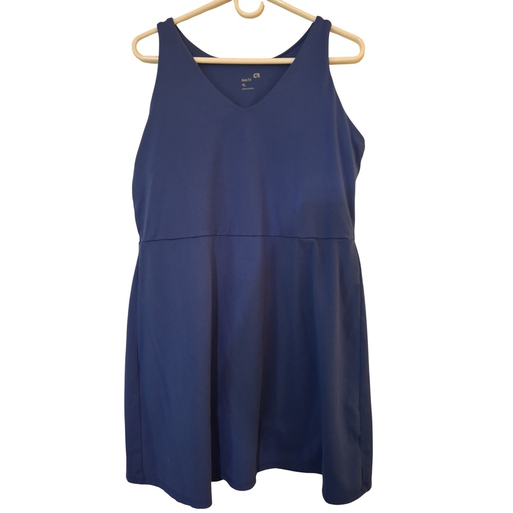 GapFit Womens Blue V-Neck Active Dress Built-in Bra Shorts
